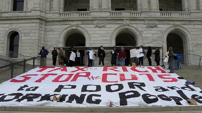 Protest to tax the rich and stop cuts to social programs