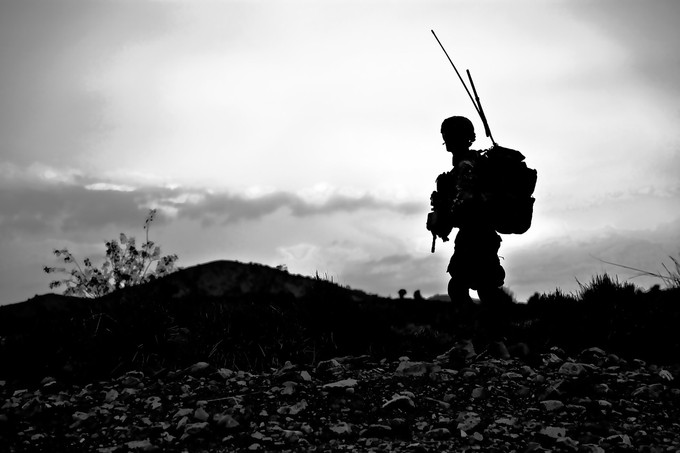 Soldier in silhouette